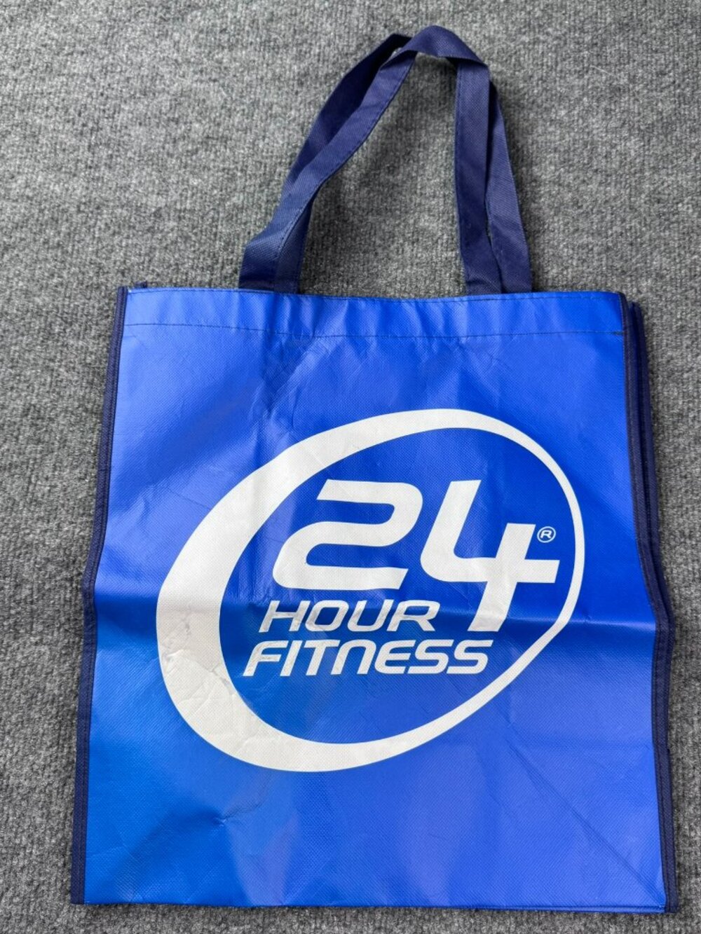 24 Hour Fitness Reusable Tote Shopping Bag Blue Double Handle Eco Promo Gym